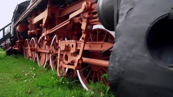Romanya Eski Buhar Lokomotifi Buharlı Dar Ölçü Treni Kırsal Kesimde — Stok video
