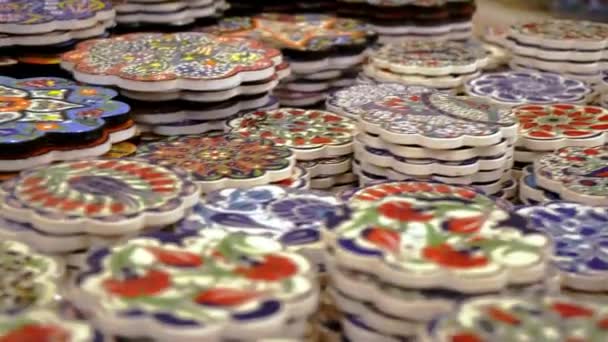 Turkish Pottery Close Turkish Pottery Painting Turkish Painting Pottery Market — ストック動画