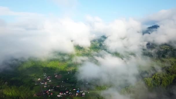 구름들 구름들 안개의 시간에 하늘을 수있는 카르파티아 산맥에 구름들 — 비디오