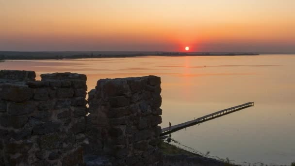 Vista Dalla Fortezza Tramonto Sul Mare Time Lapse Tramonto Sul — Video Stock