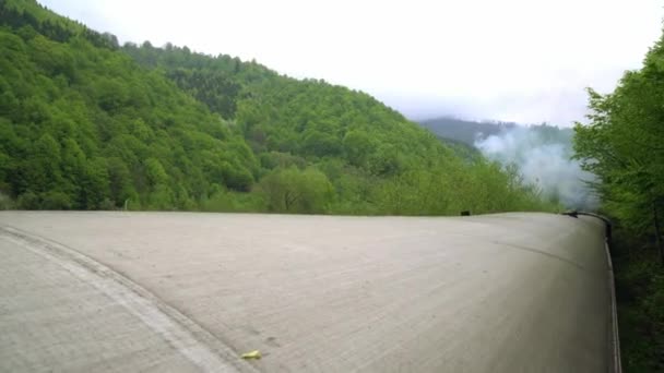 Vista Dal Tetto Vagone Ferroviario Retrò Vecchia Locomotiva Vapore Romania — Video Stock