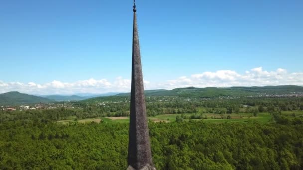 Letecký Pohled Nejvyšší Dřevěný Kostel Světě Letecký Pohled Klášter Sapanta — Stock video