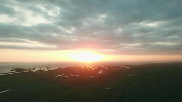 Widok Lotu Ptaka Stepie Wschód Słońca Powietrzu Prerii Widok Góry — Wideo stockowe
