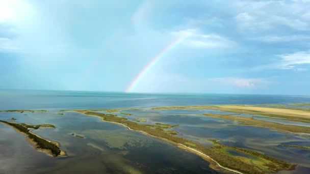 Vista Aérea Arco Íris Sobre Mar Vista Aérea Arco Íris — Vídeo de Stock