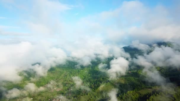 Dağlardaki Sabah Bulutları Dağlardaki Sabah Sisinin Havadan Görünüşü Güneş Doğarken — Stok video