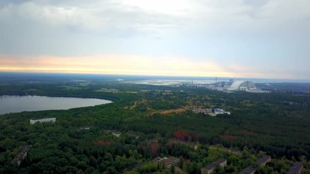 Vista Aérea Central Nuclear Chernobyl Nuevo Confinamiento Seguro Central Nuclear — Vídeo de stock