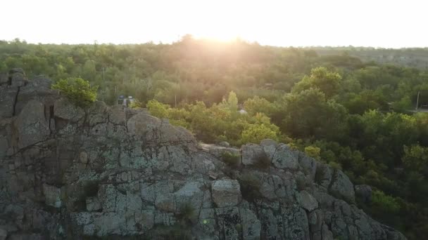 Vue Aérienne Roche Granit Lever Soleil Vue Aérienne Des Rapides — Video