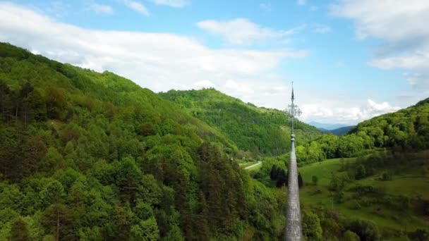 Vue Aérienne Monastère Sapanta Peri Bucovine Roumanie Eglise Bois Patrimoine — Video