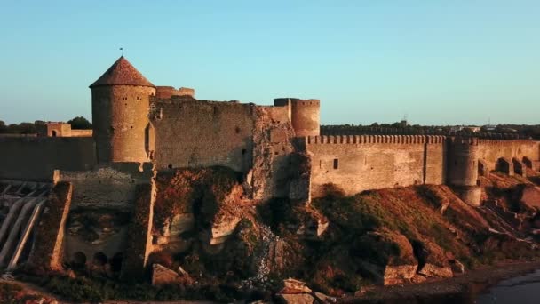 Veduta Aerea Della Fortezza Tramonto Sul Mare Veduta Aerea Della — Video Stock