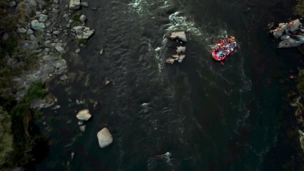 People River Rafts Sunset People Rafts Mountain River River Rafting — Stock Video