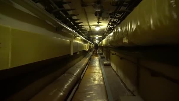 Tunel Podzemním Bunkru Pro Odpálení Mezikontinentálních Raket Uvnitř Podzemního Sovětského — Stock video