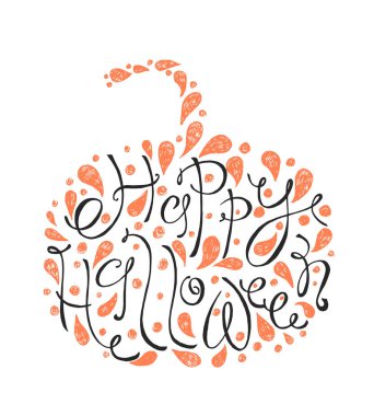 Mutlu Halloween Metin. Elle çizilmiş kroki. Güzel yazı 