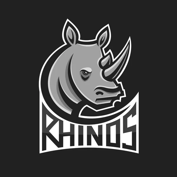 Rhinos head logo for sport club or team. Animal mascot logotype. Template. Vector illustration. — Stock Vector