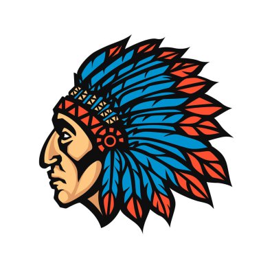 Native American Indian Chief head profile. Mascot sport team logo. Vector illustration clipart
