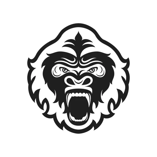 Gorilla hoofdlogo voor sportclub of team. Dierlijke mascotte logotype. Sjabloon. Vectorillustratie. — Stockvector