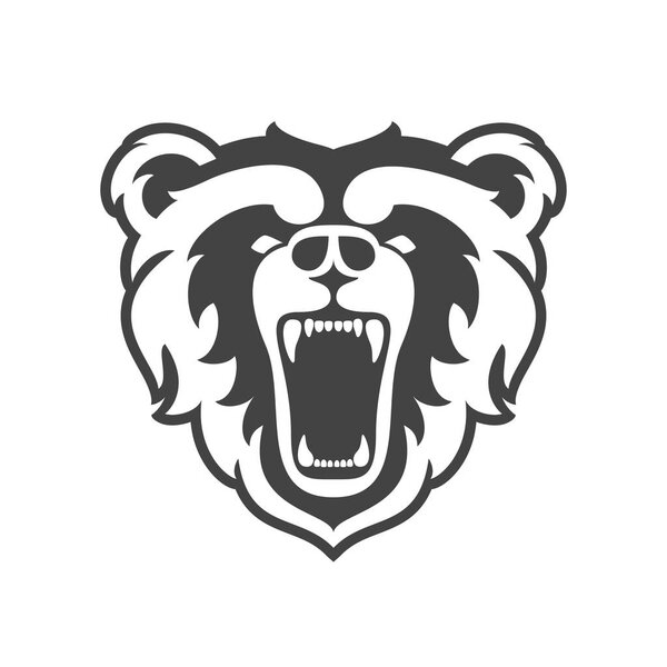 Bear Logo for sport club or team. Animal mascot head logotype. Template. Vector illustration.