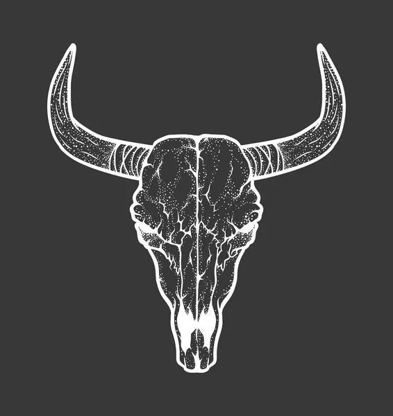 Kafatası yerli Amerikalılar kabile stili boğa. Dövme siyahişi. Çizilen illüstrasyon vektör ver. Boho tasarım