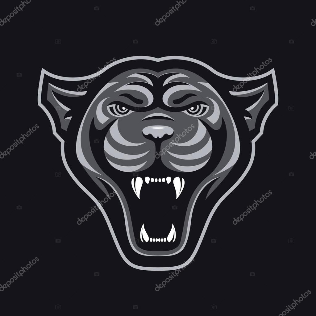 Panthers head logo for sport club or team. Animal mascot logotype. Template. Vector illustration. Flat style