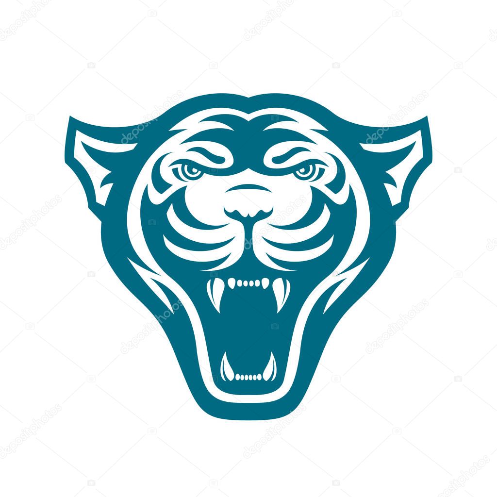 Panthers head logo for sport club or team. Animal mascot logotype. Template. Vector illustration. Flat style