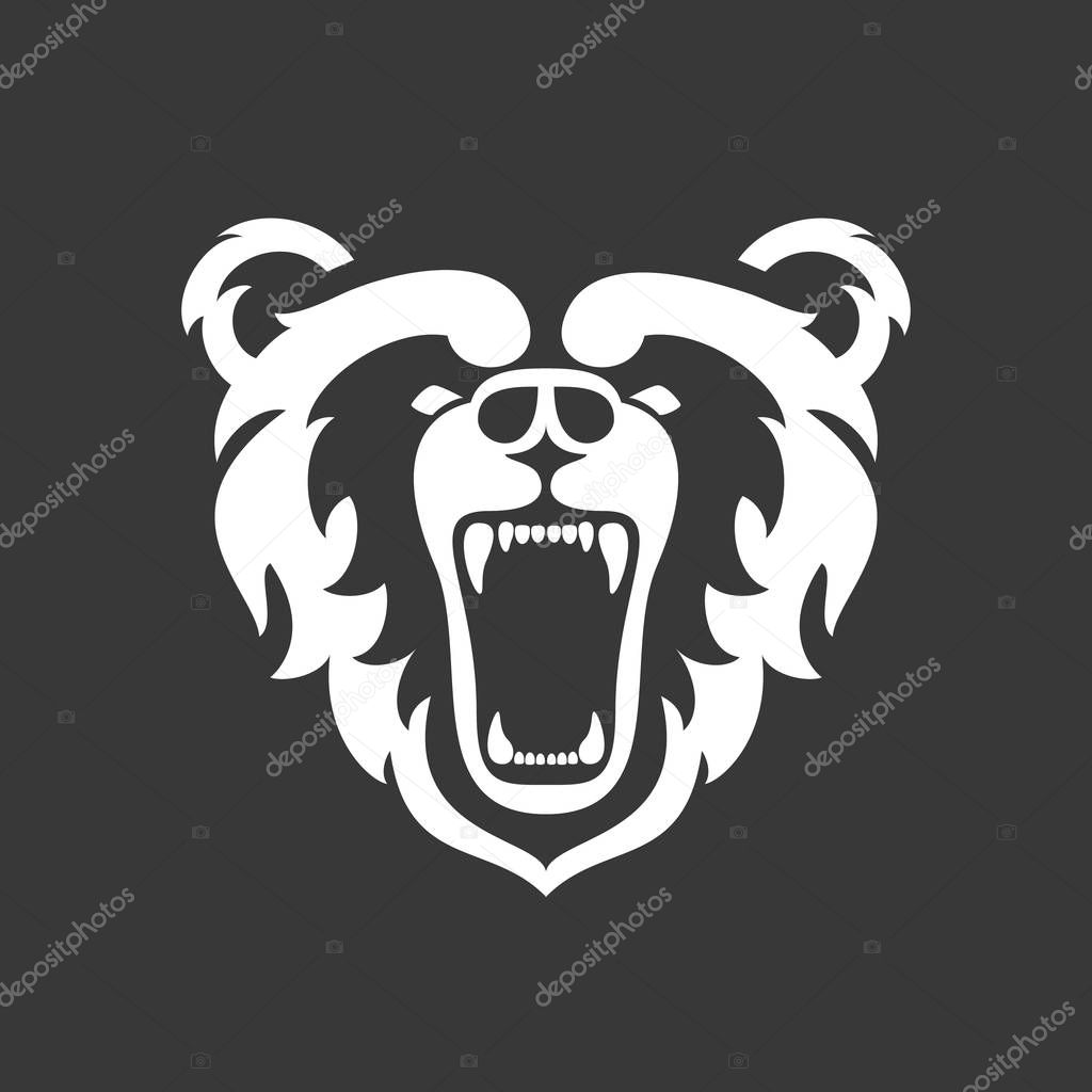 Bear Logo for sport club or team. Animal mascot head logotype. Template. Vector illustration. Flat style