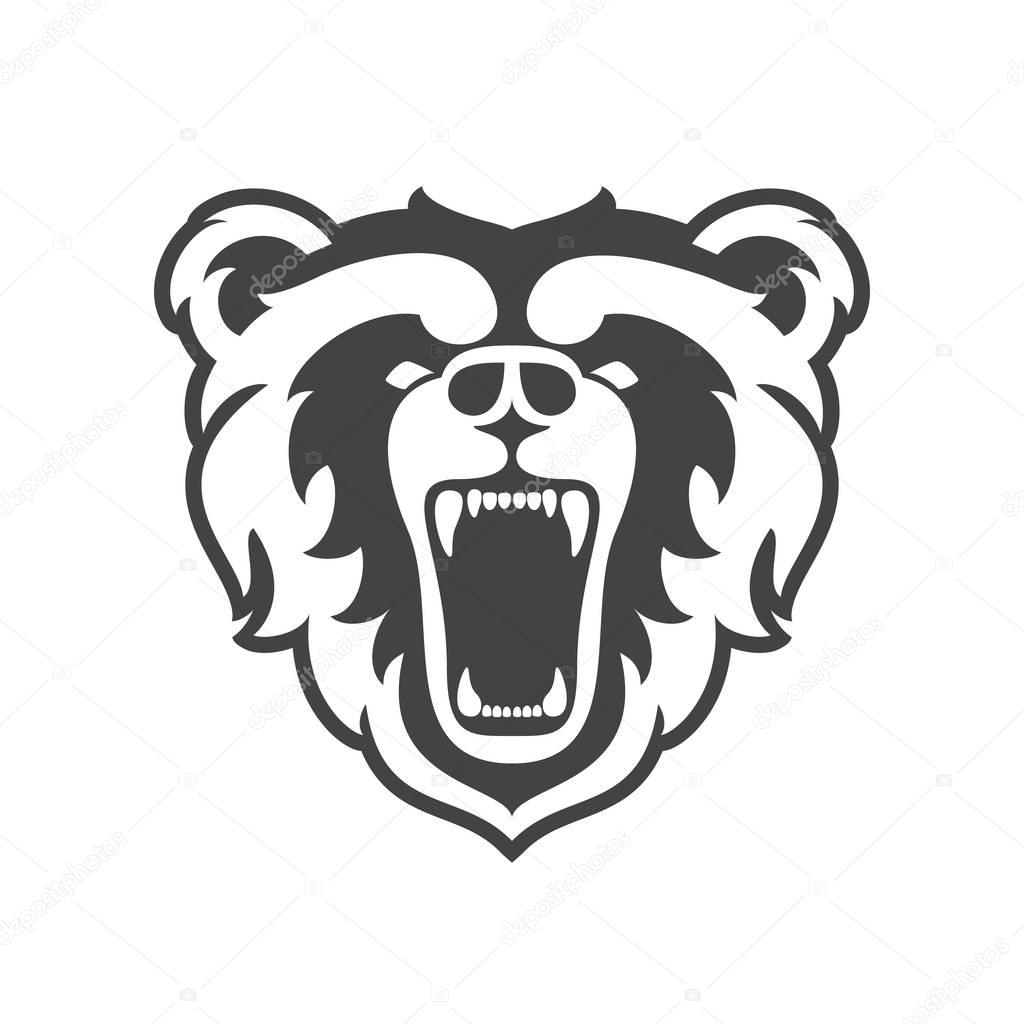 Bear Logo for sport club or team. Animal mascot head logotype. Template. Vector illustration. Flat style