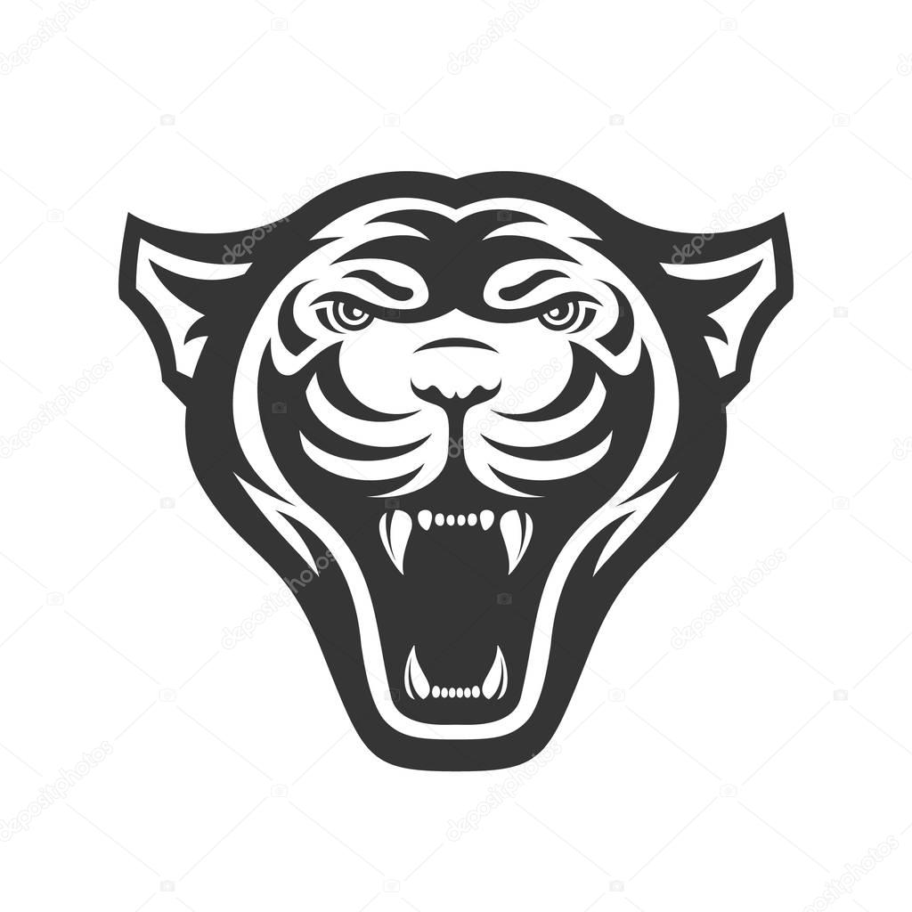 Panthers head logo for sport club or team. Animal mascot logotype. Template. Vector illustration. Flat style