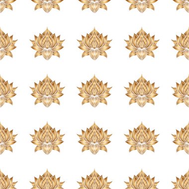 Lotus çiçekleri ile Seamless modeli. Vektör el çizilen illüstrasyon.