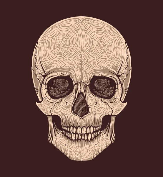 Calavera humana estilo tribal. Tatuaje blackwork. Ilustración dibujada a mano vectorial. Boho. — Archivo Imágenes Vectoriales