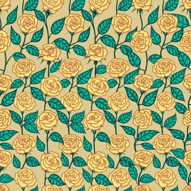 Gül boho tarzı ile Seamless modeli. Kroki Hat sanatı