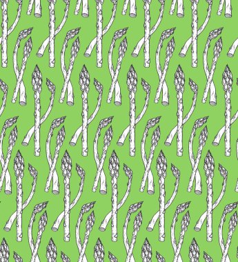 Kroki tarzı kuşkonmaz ile Seamless modeli. Döşeme vejetaryen arka planı