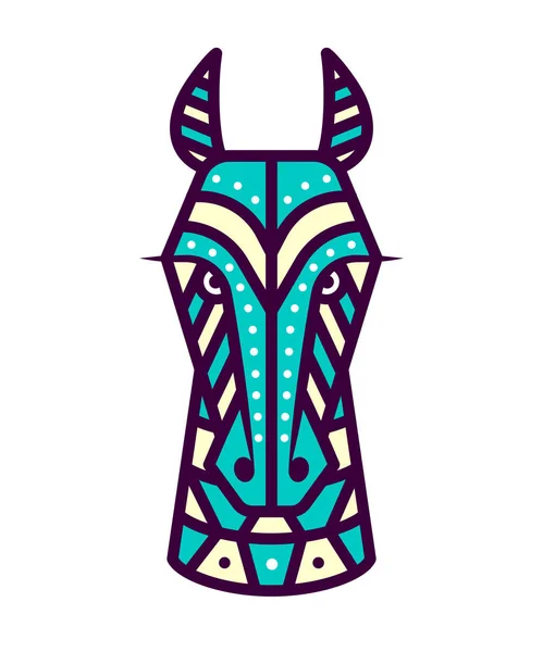 シマウマの幾何学的な頭は。シンプルな形。動物のかわいいロゴ. — ストックベクタ