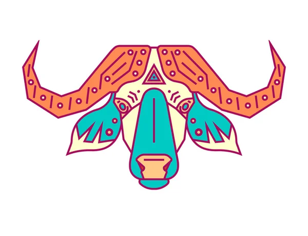 雄牛の幾何学的な頭部。シンプルな形。動物のかわいいロゴ. — ストックベクタ