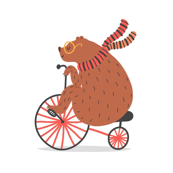 Ayı bisiklet üzerinde vektör Illustration. Hile yaparak sirk sanatçısı