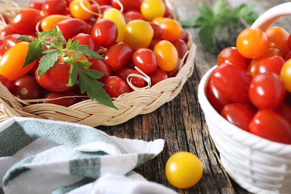 Tomates cereja amarelos e vermelhos — Fotografia de Stock