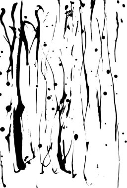 Vektör siyah mürekkep dinamik satır. Damla ve doku damlar. İnce ve kalın kaotik hatları.