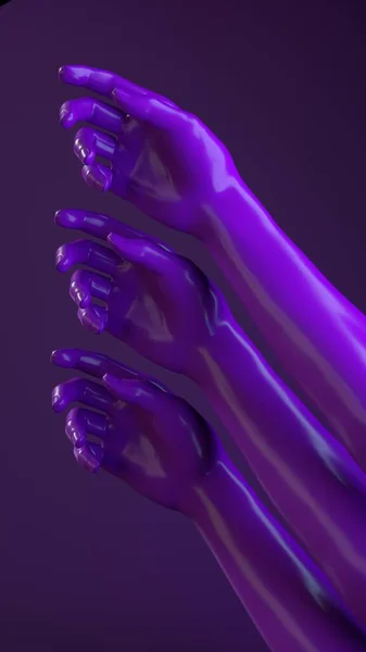 3D renderelés illusztráció banner kéz minta. Fényes fényes anyag. Modern kortárs stílus — Stock Fotó