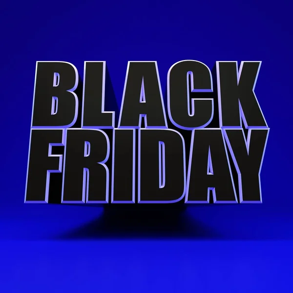 Black friday square blue banner. 3d rendering illustration advertisment template for social media.