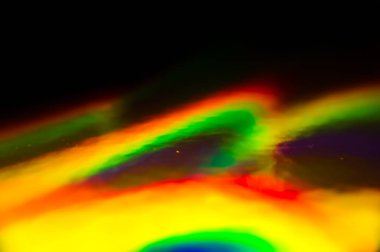 Holografik, goniokromizm makro gökkuşağı dokusu. Işık sızıntısı, disko aydınlatma efekti. Soyut arkaplan