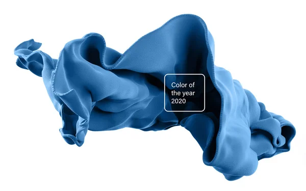 Zachte doek draperieën klassiek blauw materiaal op platte achtergrond 3d rendering illustratie. Horizontaal formaat behang — Stockfoto
