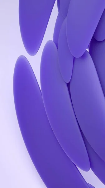 Vloeibare abstracte vormen 3d weergave illustratie. Paars zacht rubber materiaal op lichte ondergrond. Creatief trendy behang. Verticale bandsjabloon — Stockfoto