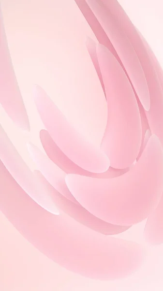 Liquid abstract shapes 3d rendering illustration. Material de goma suave rosa sobre fondo claro. Papel pintado de moda creativa. Plantilla de empate vertical —  Fotos de Stock