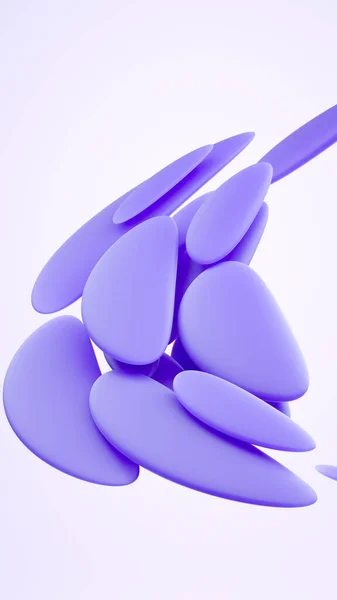 液体抽象形3Dレンダリングイラスト.薄い背景に紫色の柔らかいゴム材料。創造的な流行の壁紙。垂直タイテンプレート — ストック写真