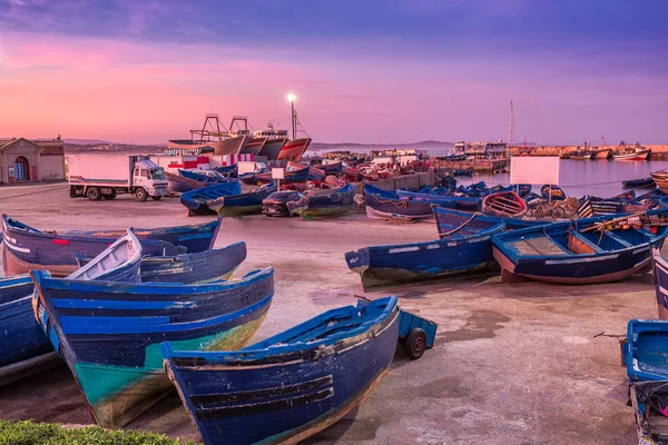 Sunset at Essaouira port — Stock Photo, Image