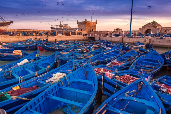 Essaouira bağlantı noktası gün batımında 