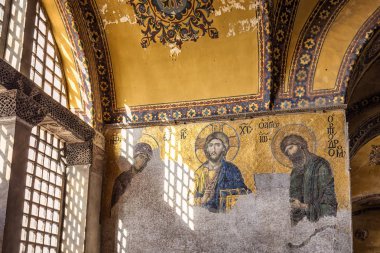 Istanbul, Türkiye 14 Kasım 2016: İç Ayasofya, Aya Sofya Müzesi, Istanbul Türkiye