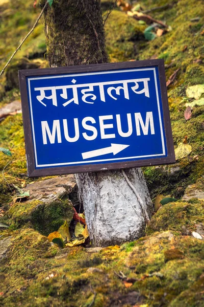 India Museum Sign Arrow Forest Darjeeling — Stock Photo, Image