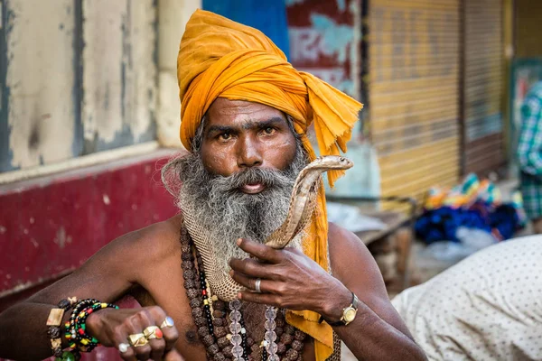 Snake sadhu印度 — 图库照片