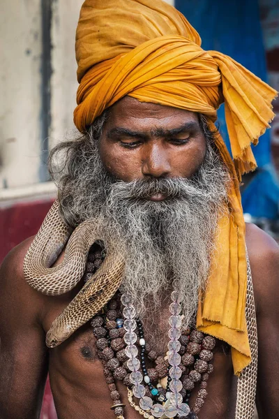 Snake sadhu Índia — Fotografia de Stock