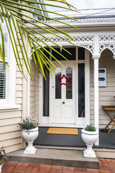 Auckland Yeni Zelanda Nın Kapısında Palmiye Ağacı Noel Yıldızı Olan — Stok fotoğraf