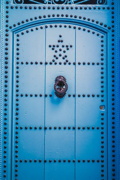 Kolorowe Drewniane Drzwi Słynnym Niebieskim Mieście Chefchaouen Maroko — Zdjęcie stockowe